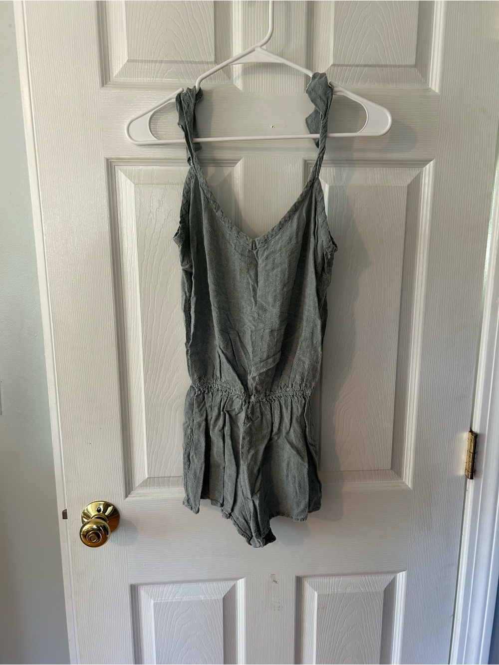 Free People Gray Sleeveless Romper with Knotted Straps